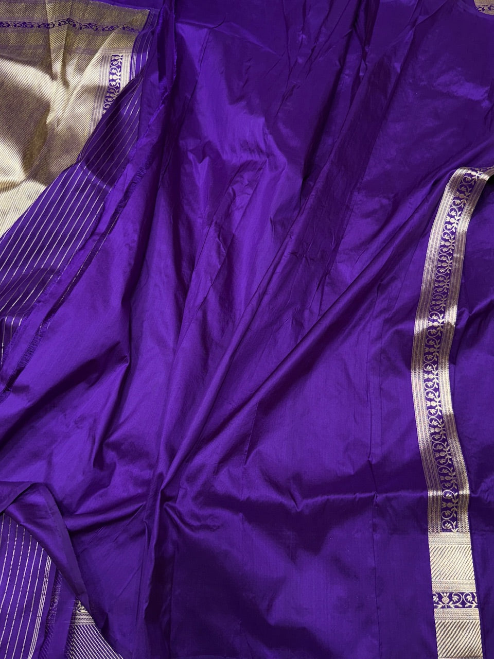 Purple Handwoven Pure Banarasi Silk Saree