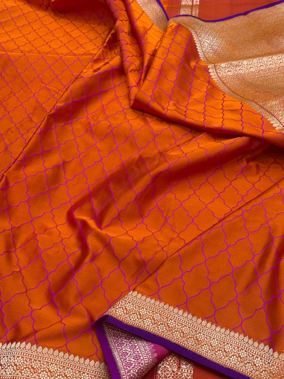 Handwoven Pure Banarasi Satin Tanchoi Silk Saree