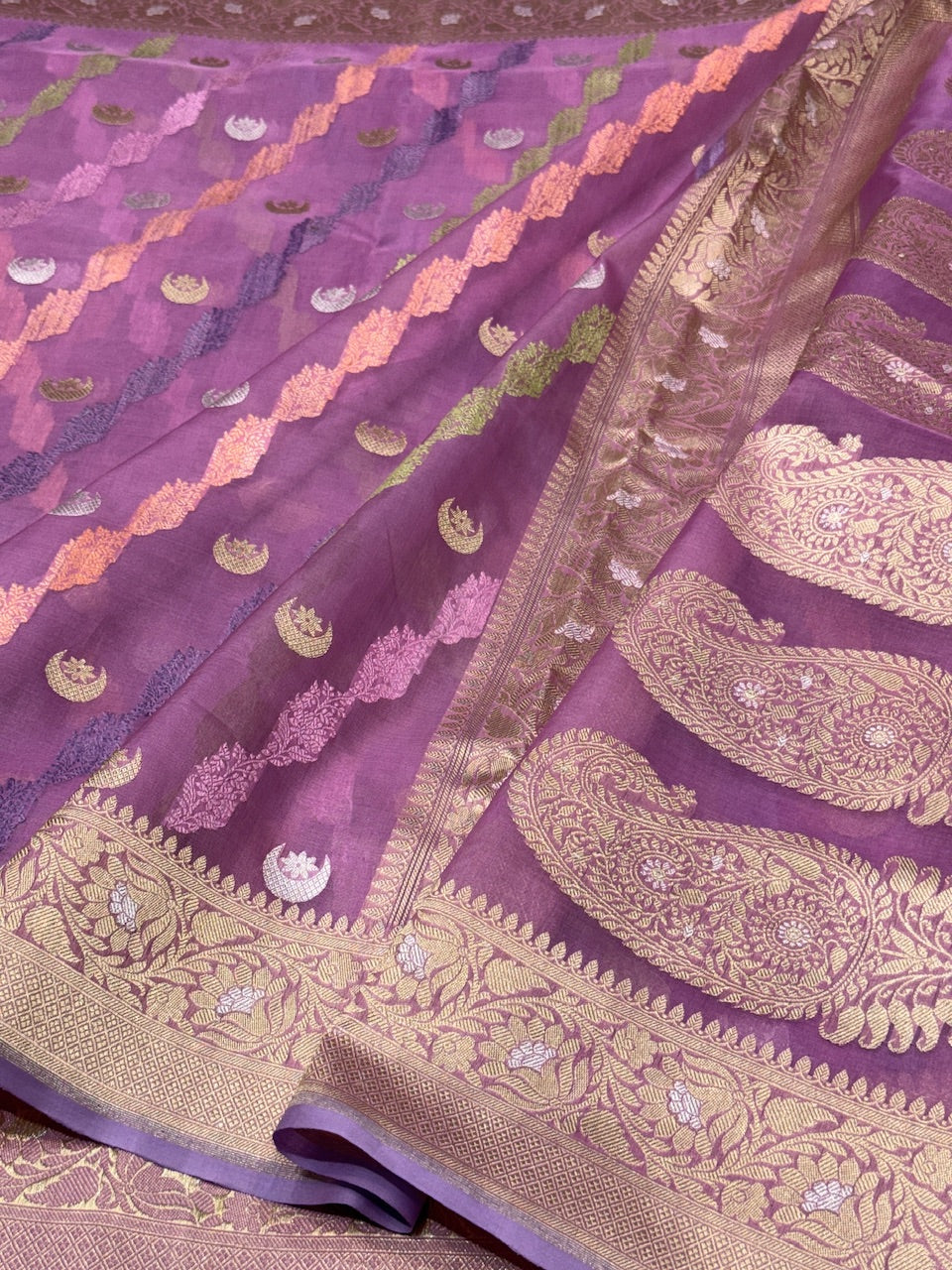 Lavender Handwoven Pure Organza Saree