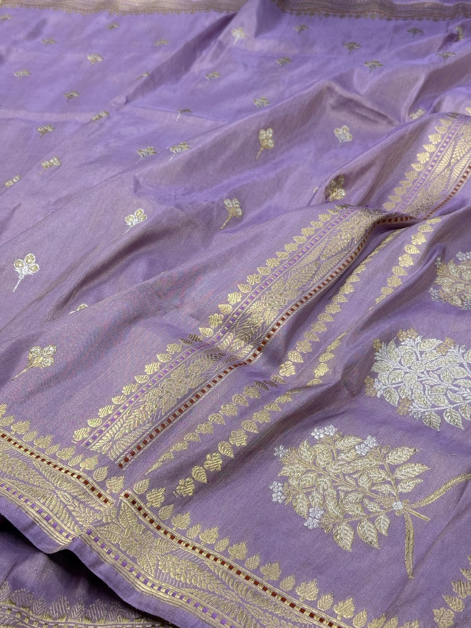 Lavender Handwoven Pure Ektara Tissue Saree
