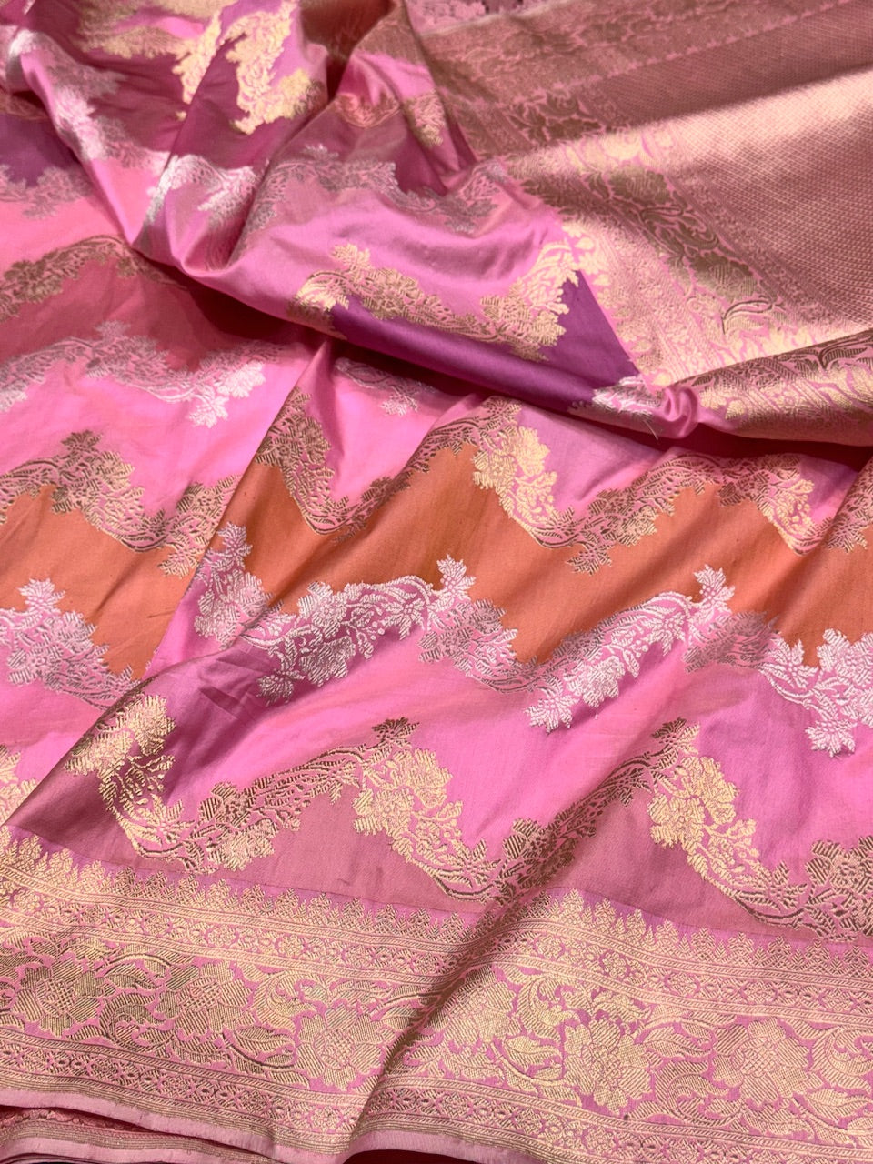 Baby Pink Rangkaat Handwoven Banarasi Saree