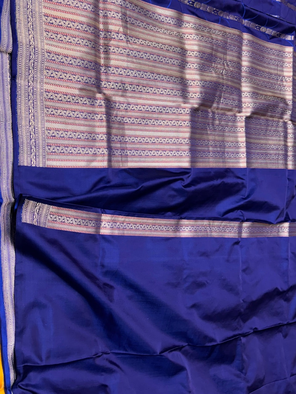 Royal Blue Handwoven Pure Satin Tanchoi Silk Saree