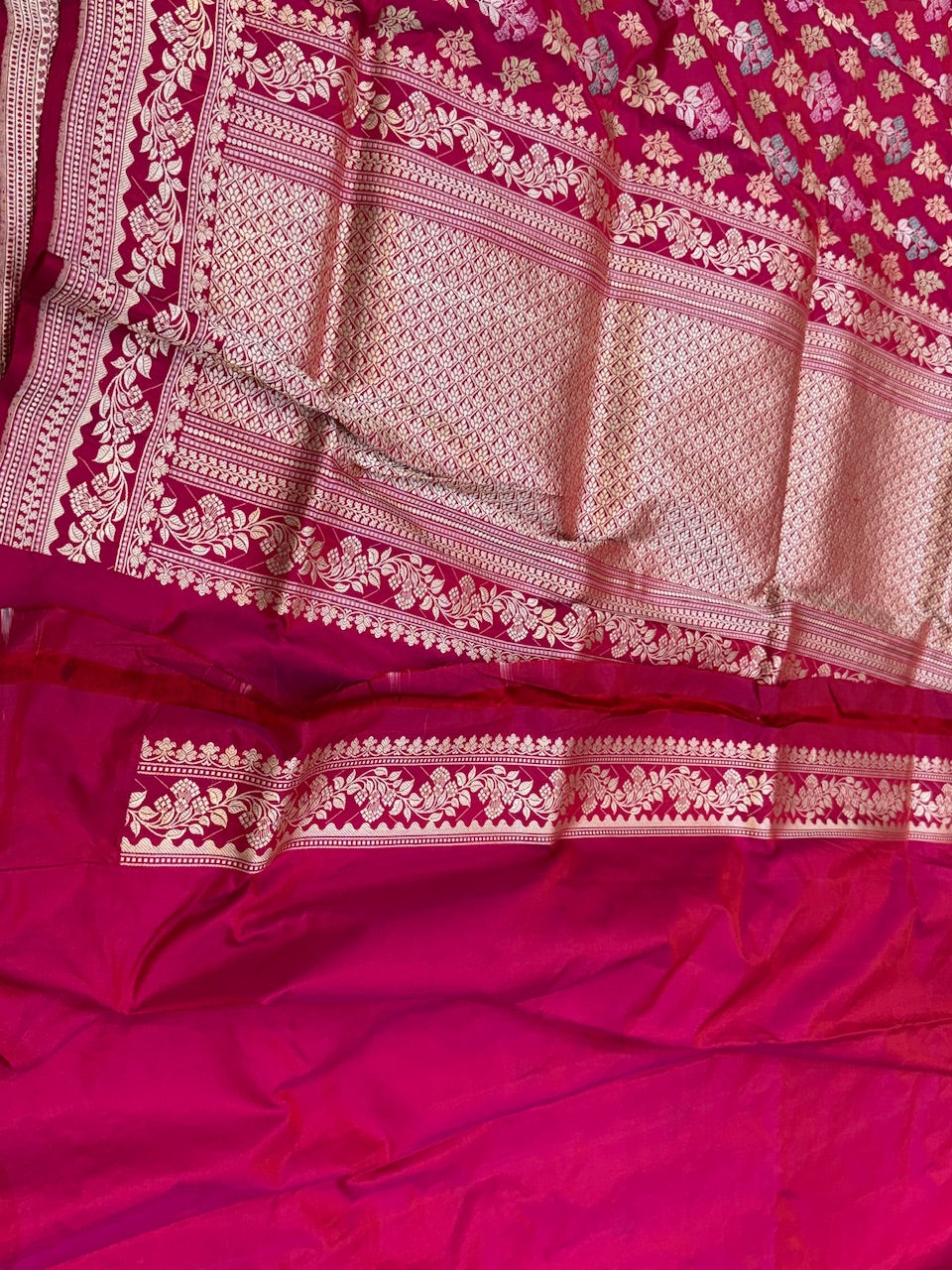 Rani Pink Handwoven Pure Banarasi Silk Saree