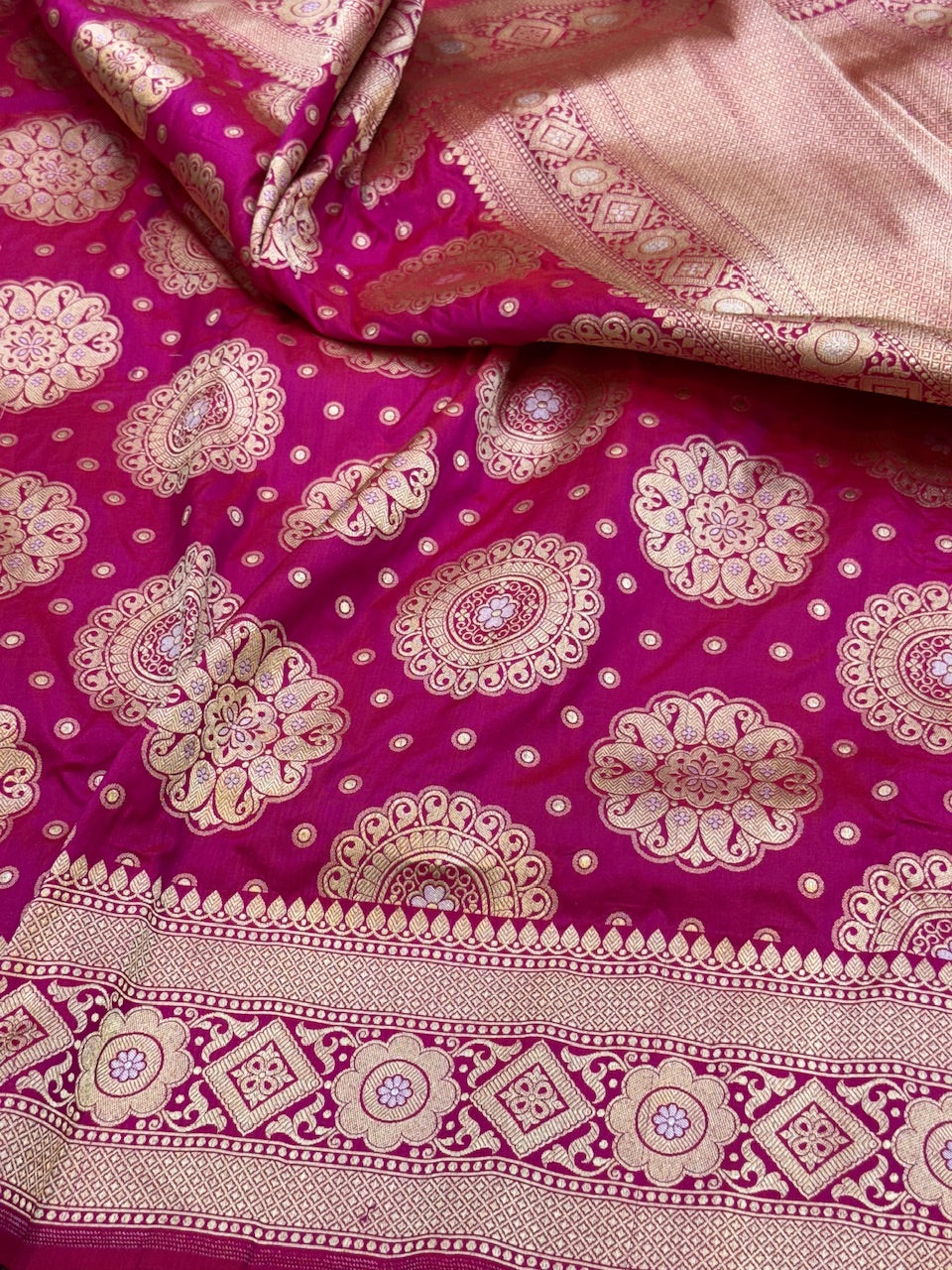Rani Pink Sona Rupa Pure Silk Saree
