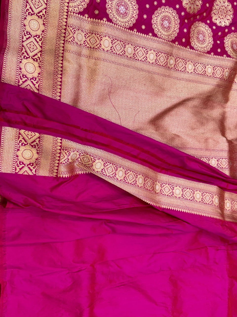 Rani Pink Sona Rupa Pure Silk Saree