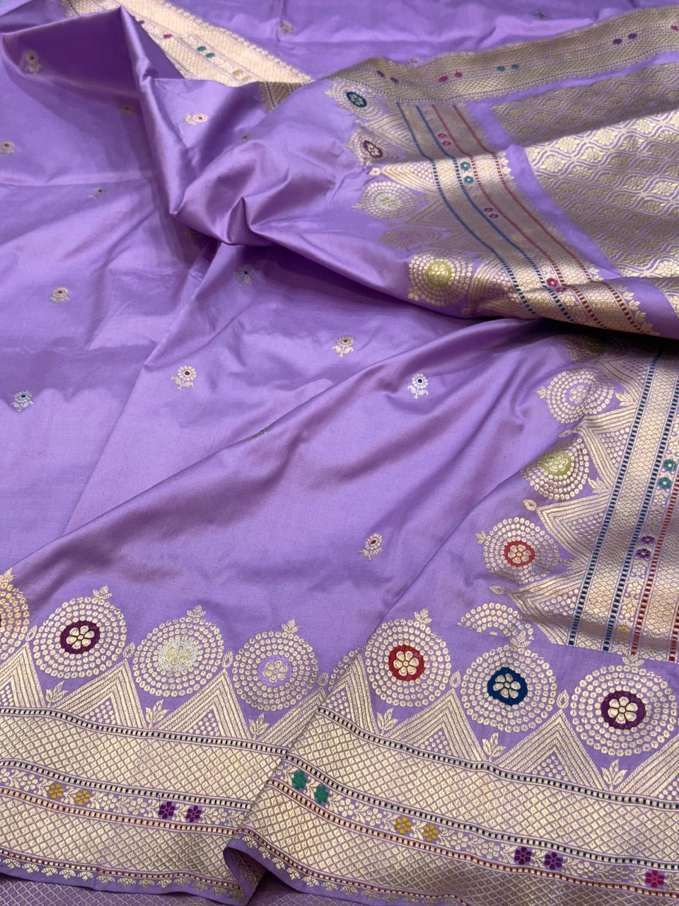 Lavender Handwoven Pure Katan Silk Saree