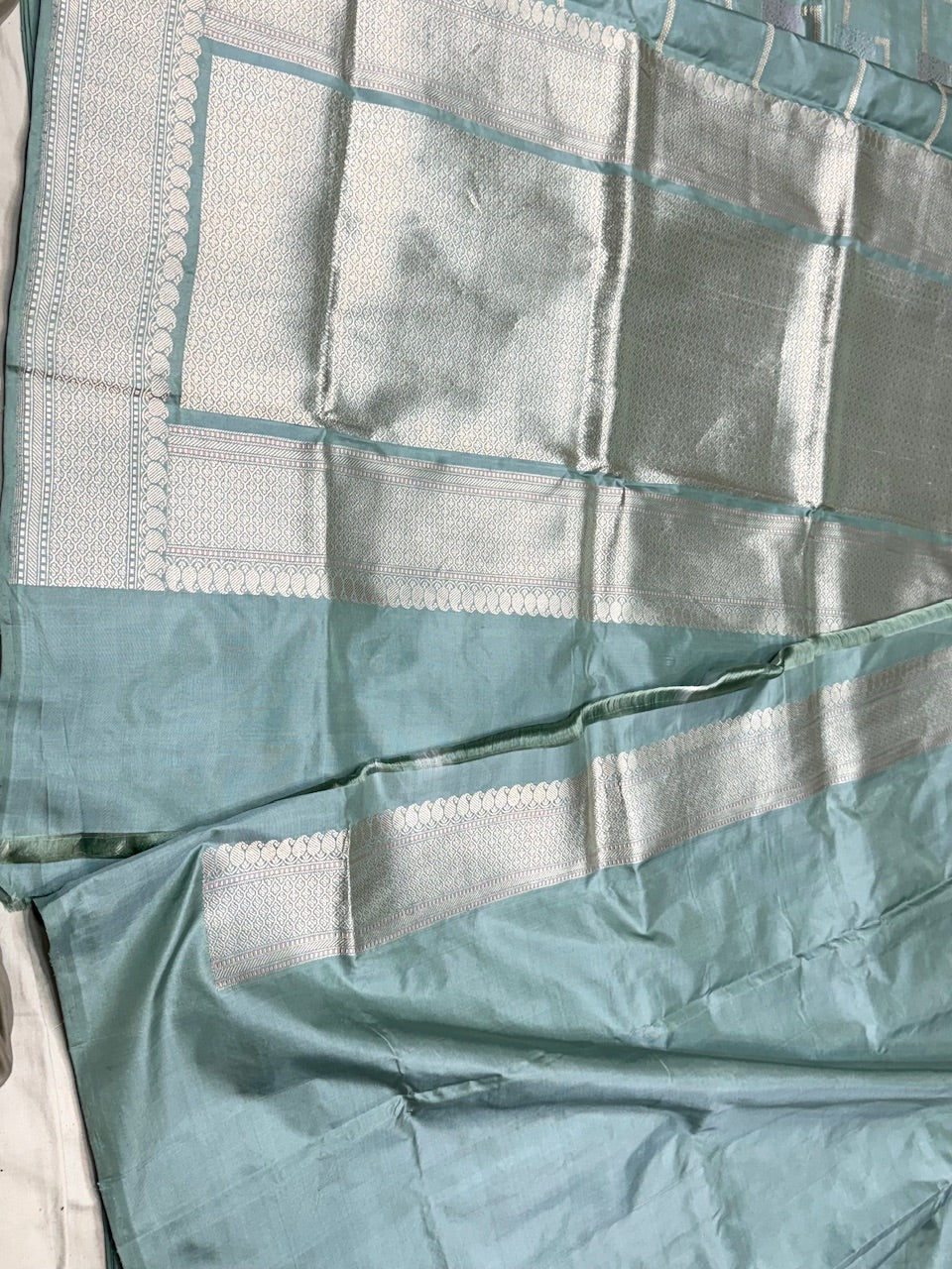 Powder Blue Handwoven Pure Banarasi Silk Saree