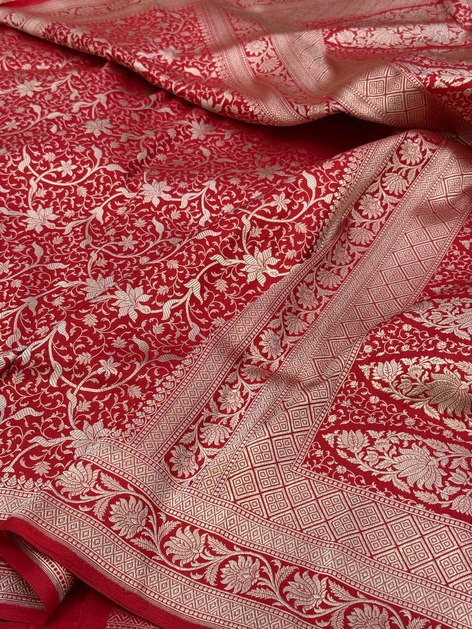 Red Pure Silk Brocade Saree