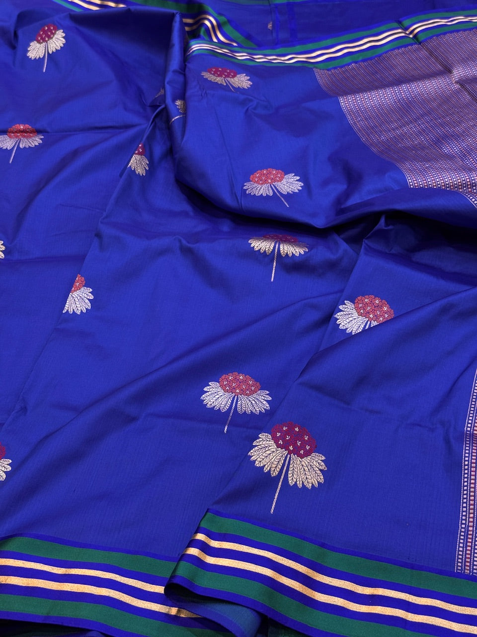 Handwoven Pure Banarasi Satin Border Saree