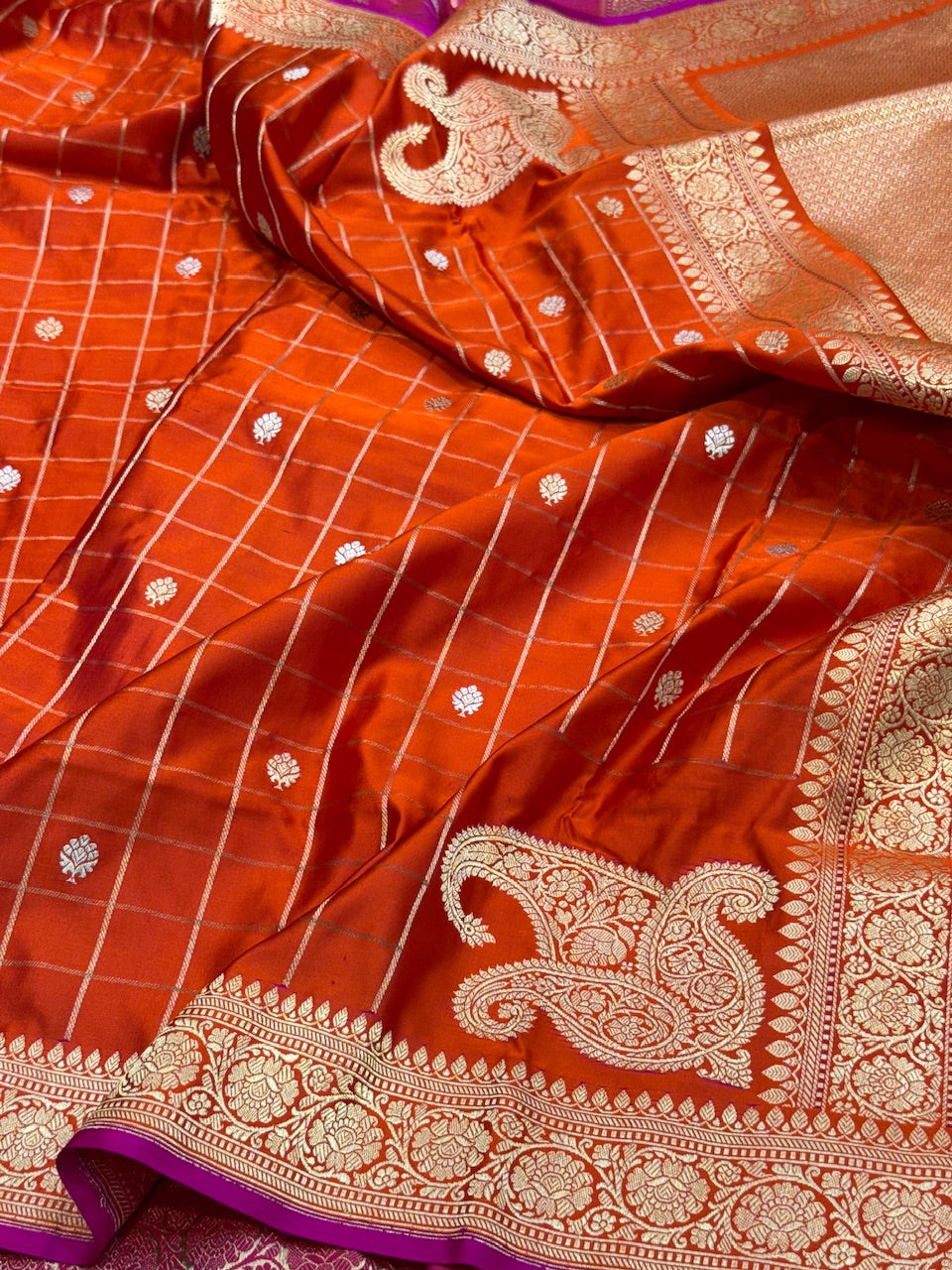 Handwoven Banarasi Mashru Satin Silk Saree