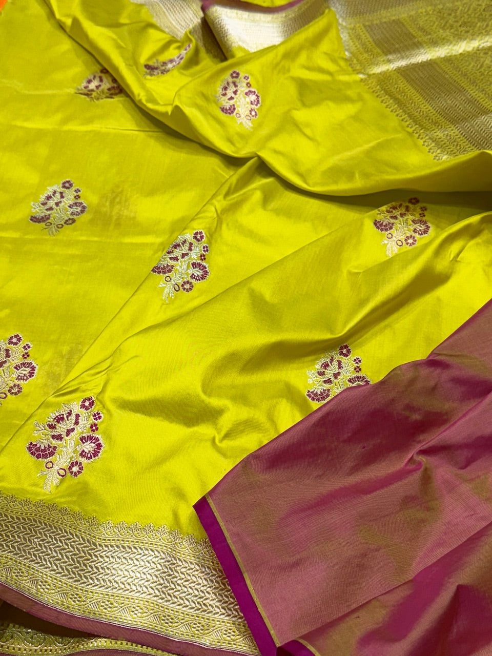 Neon Green Handwoven Banarasi Silk Saree