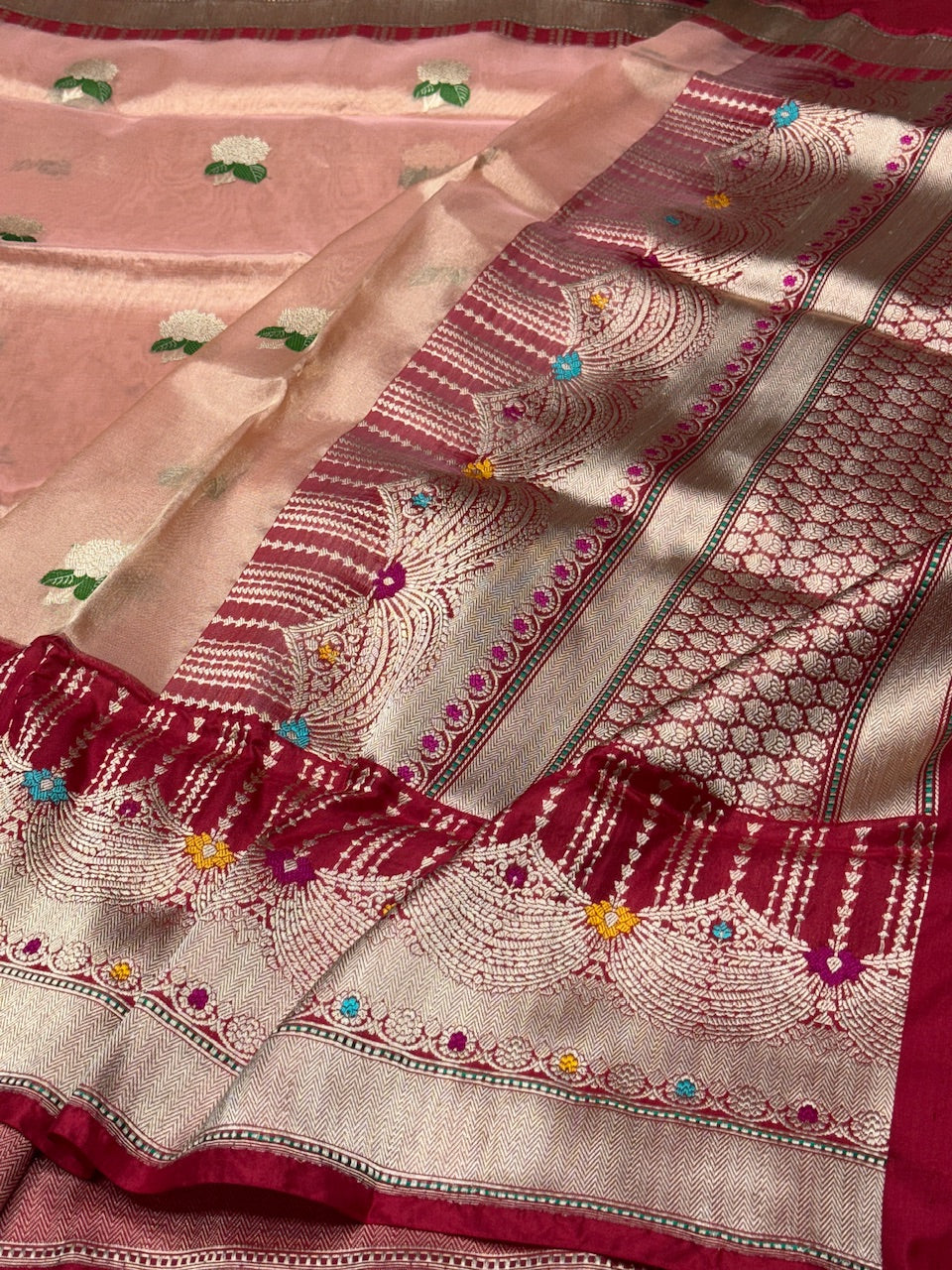 Rose Gold Handwoven Pure Tissue Saree