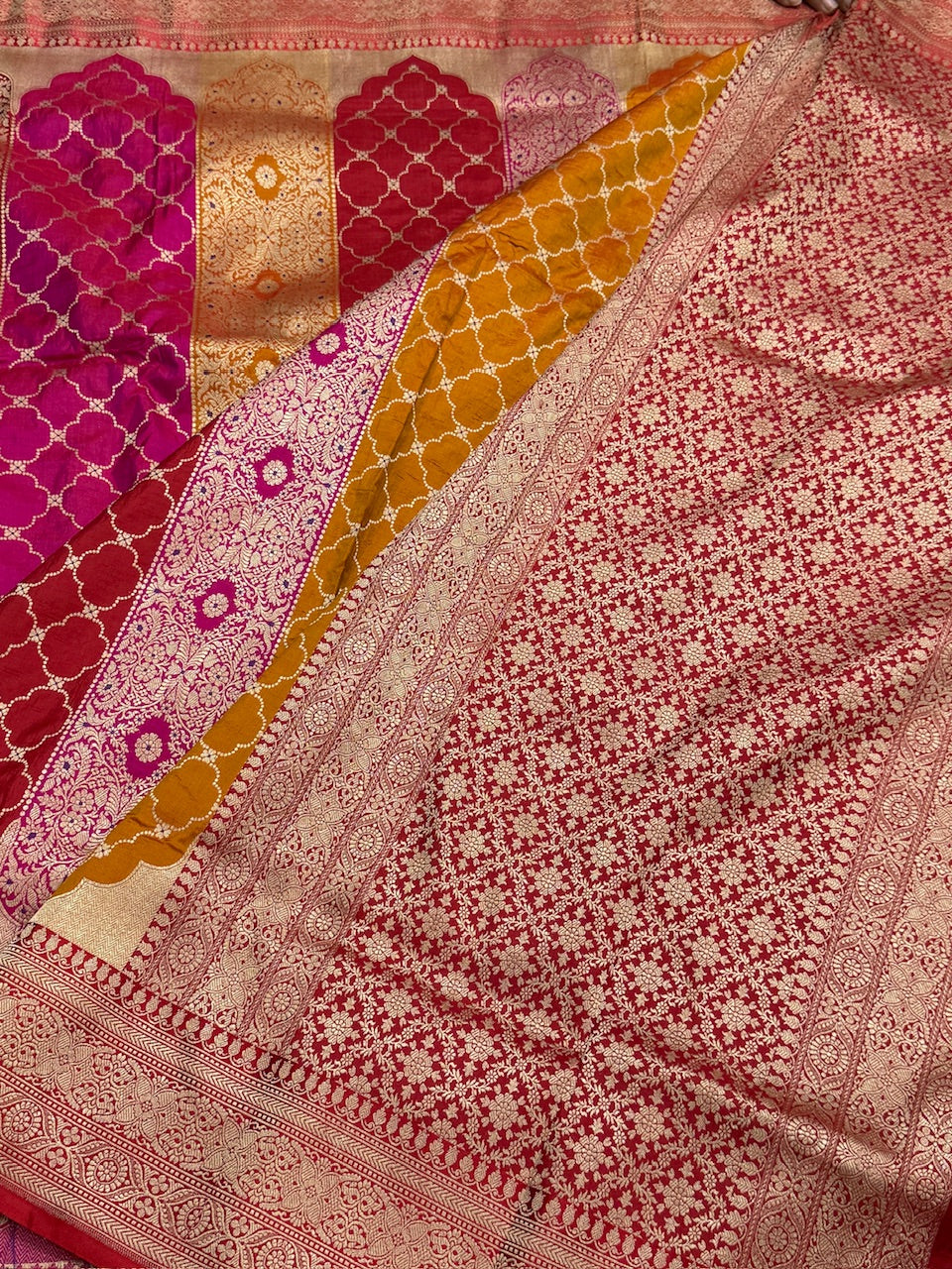 Multicolour Banarasi Pure Silk Saree – Cutwork Weave in 100% Pure Katan Silk