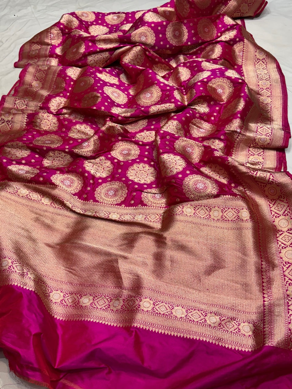 Rani Pink Sona Rupa Pure Silk Saree