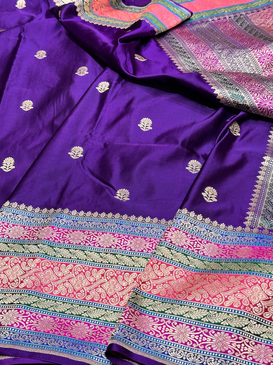 Purple Banarasi Satin Silk Saree