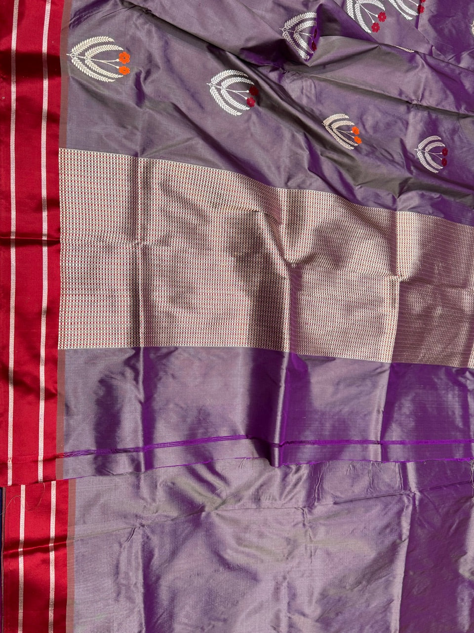 Handwoven Pure Banarasi Satin Border Silk Saree