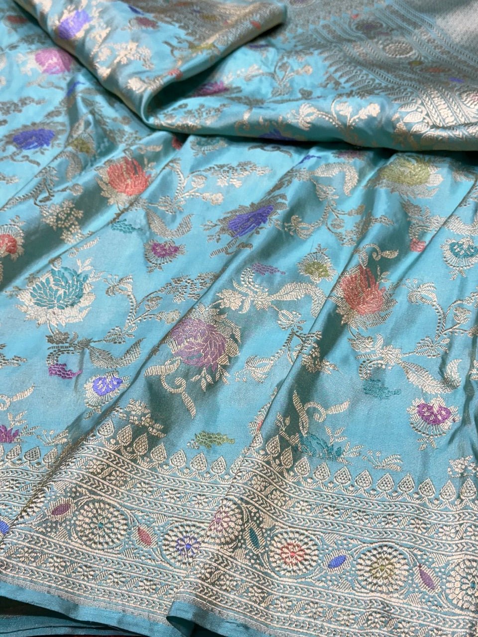 Firozi Handwoven Banarasi Tissue Saree