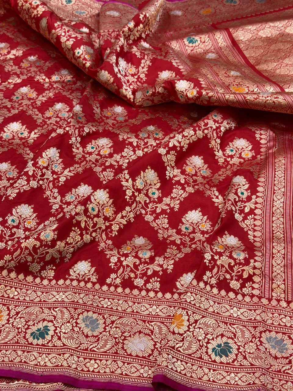 Rani Pink Handwoven Banarasi Pure Silk Saree