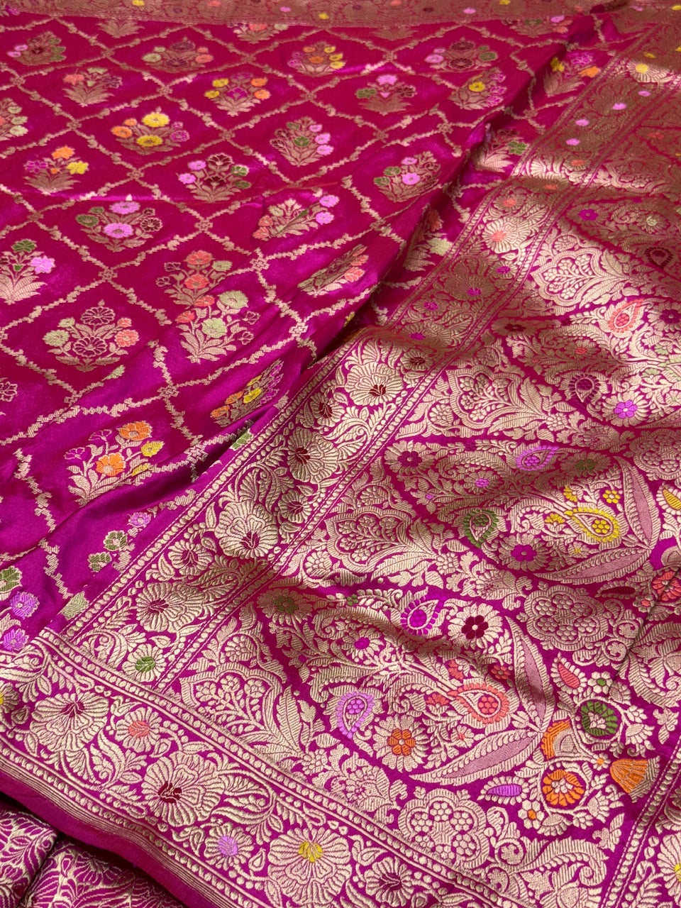 Rani Pink Handwoven Pure Banarasi Silk Saree