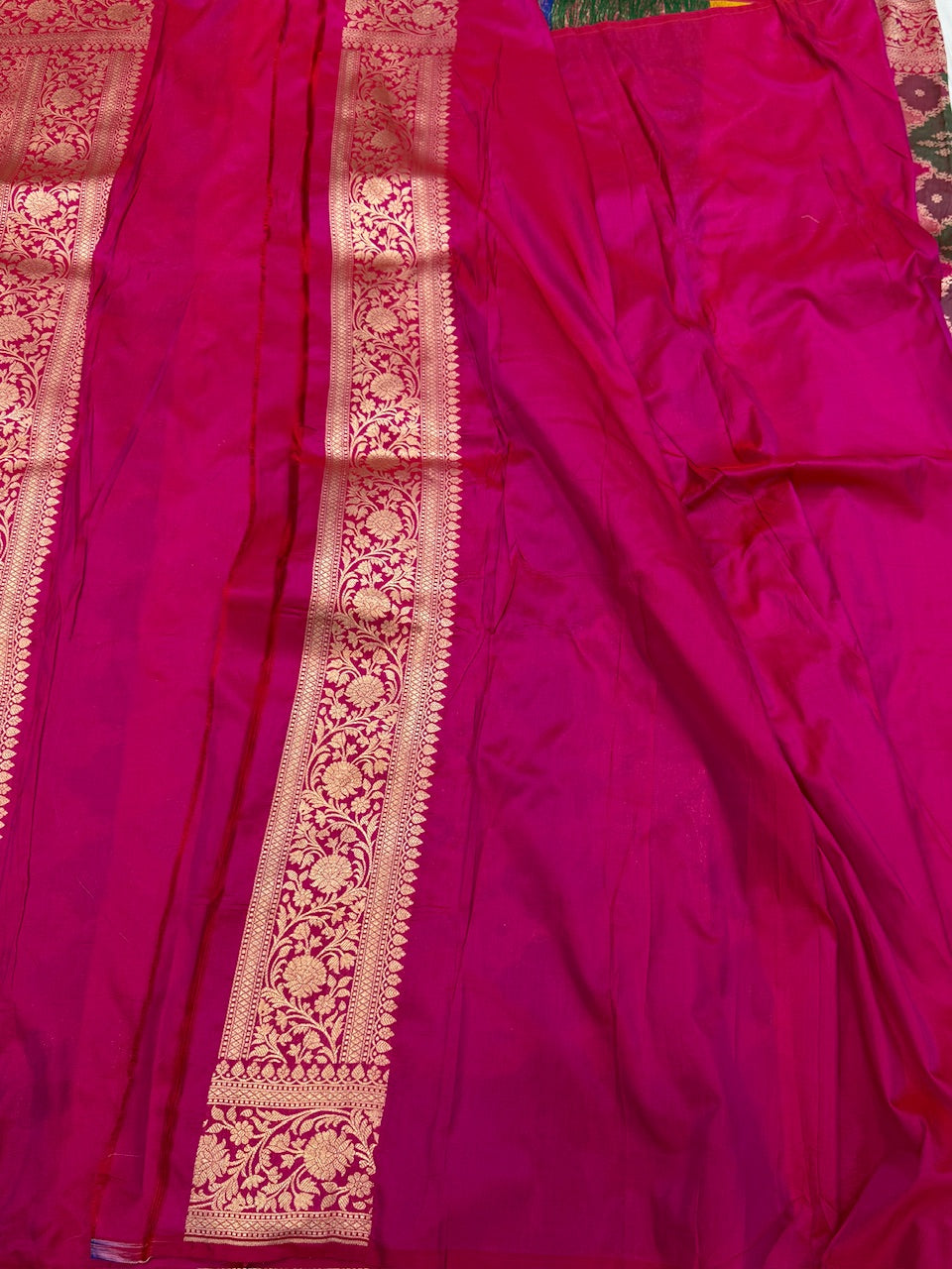 Rani Pink Rangkaat Pure Banarasi Silk Saree