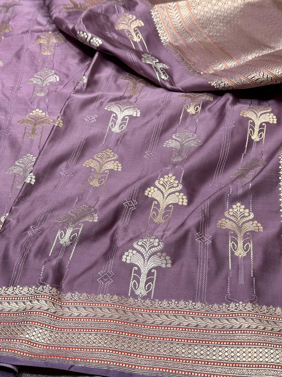 Mauve Banarasi Satin Silk Saree