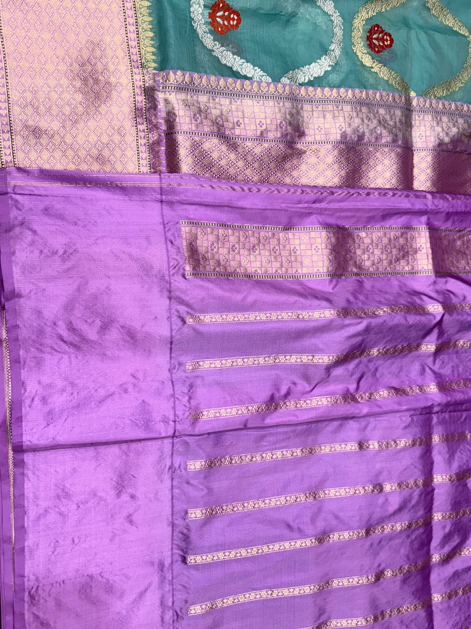 Sky Blue/ Lavender Handwoven Banarasi Organza Saree