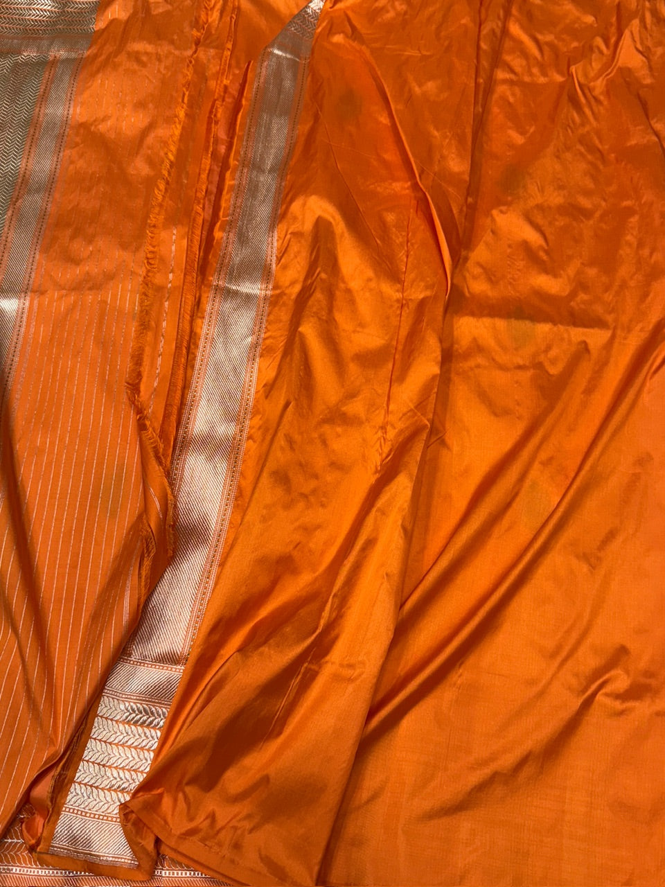 Orange Handwoven Pure Banarasi Silk Saree