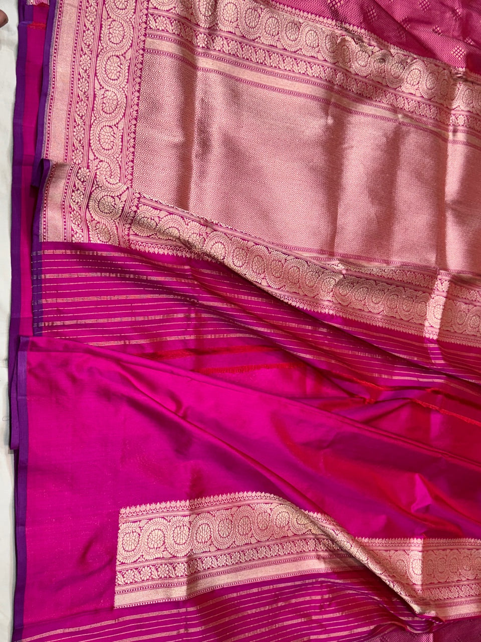 Rani Pink Handwoven Pure Silk Brocade Saree