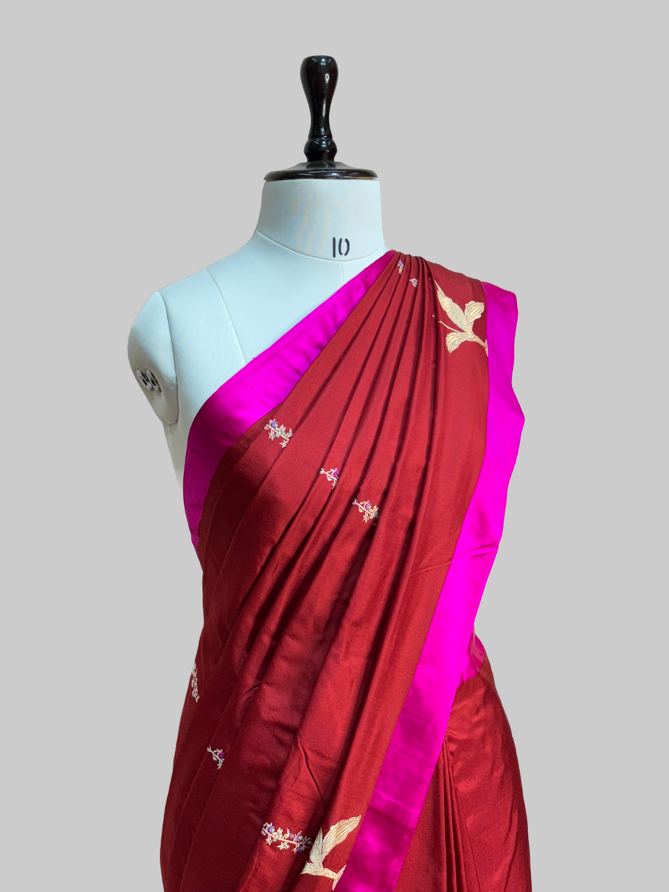 Red Handwoven Pure Banarasi Satin Border Silk Saree