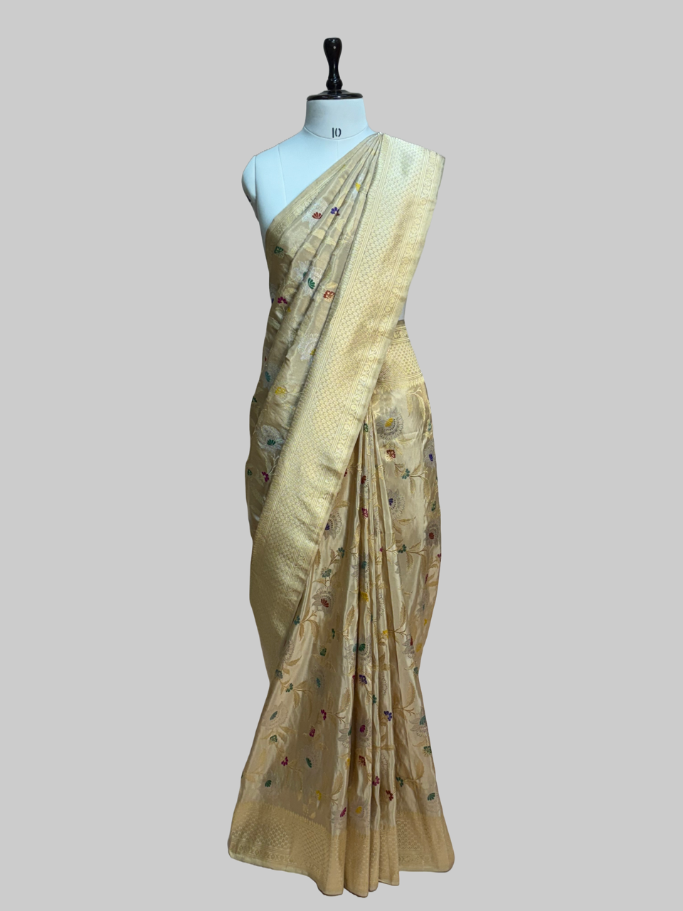 Ivory Handwoven Pure Banarasi Tissue Silk Saree