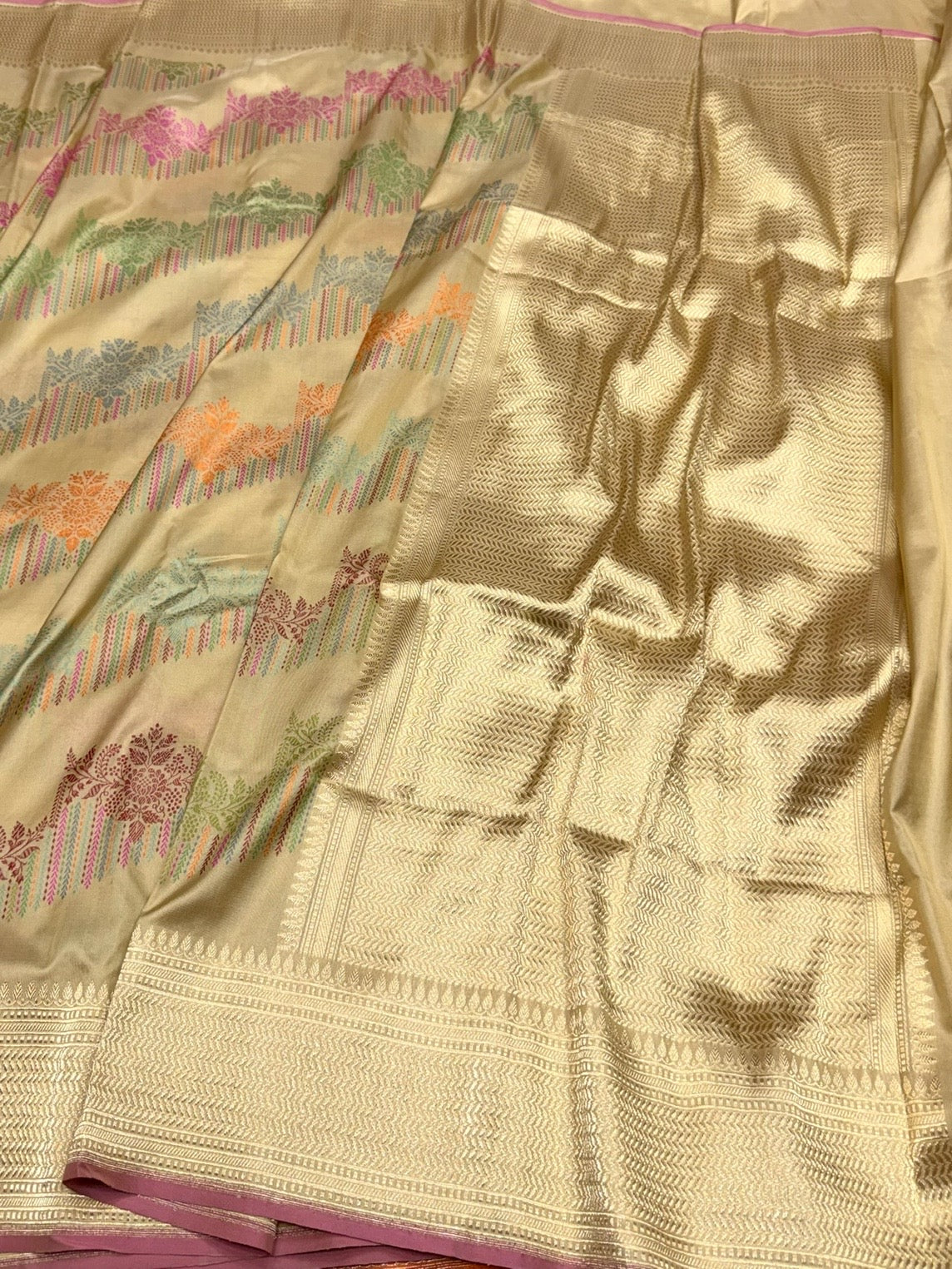Beige Handwoven Pure Banarasi Silk Saree