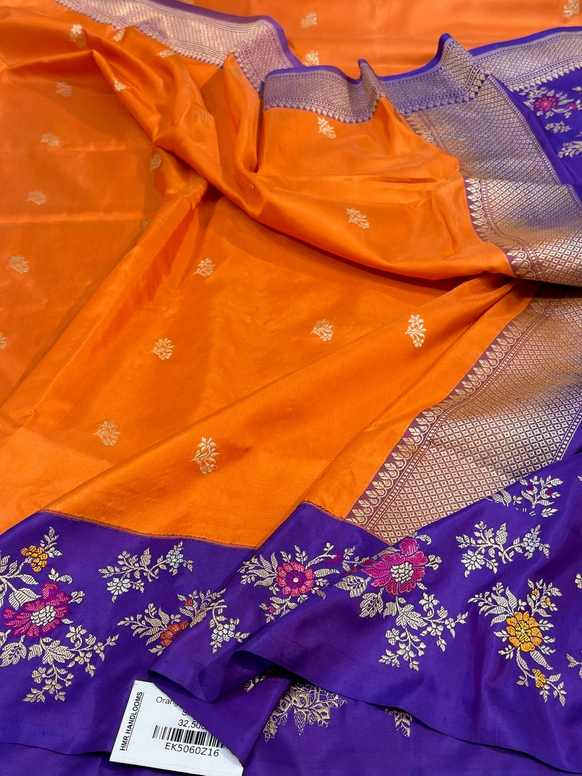 Orange Handwoven Pure Banarasi Katan Silk Saree