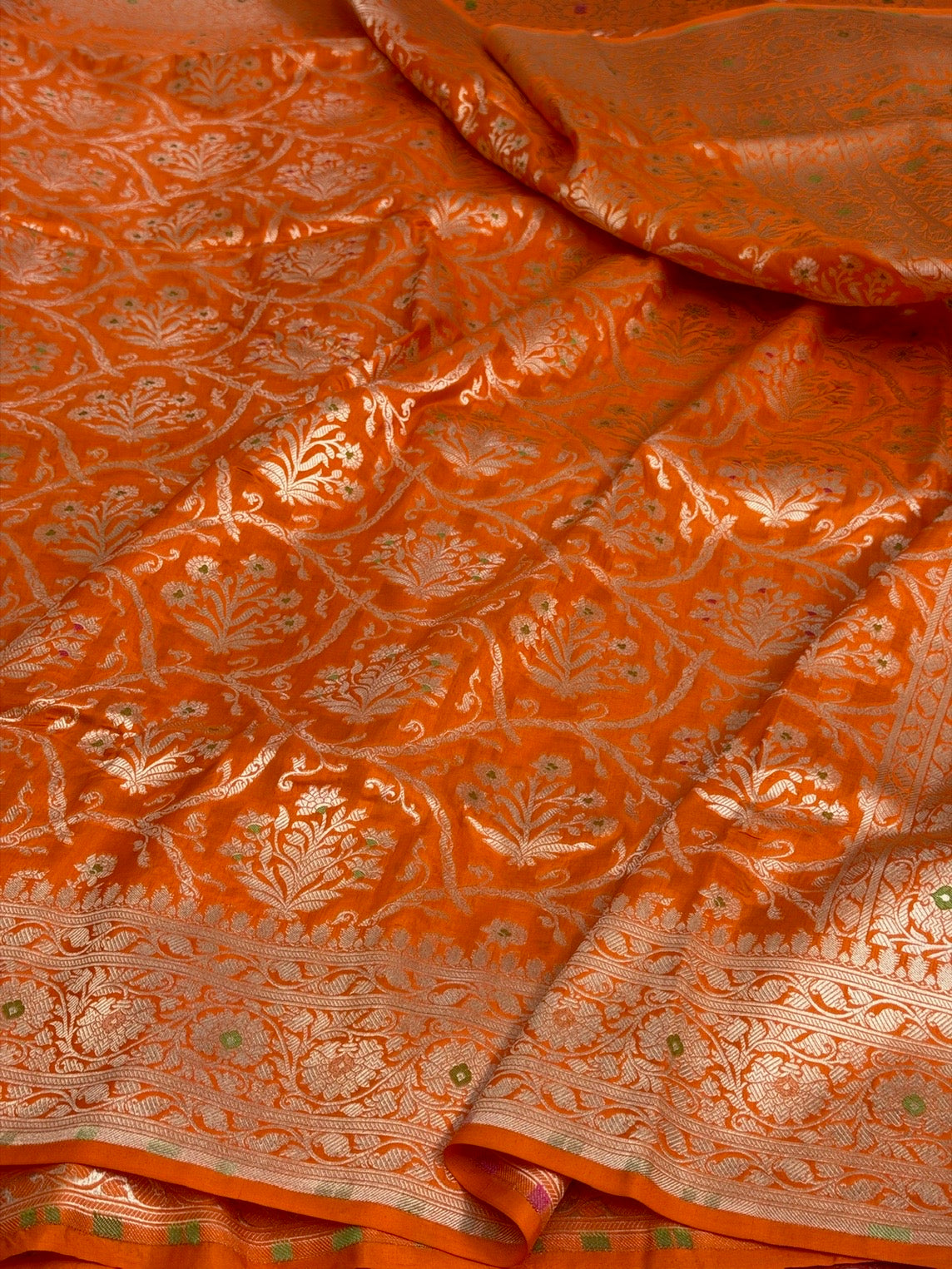 Orange Minakari Banarasi Pure Katan Silk Saree
