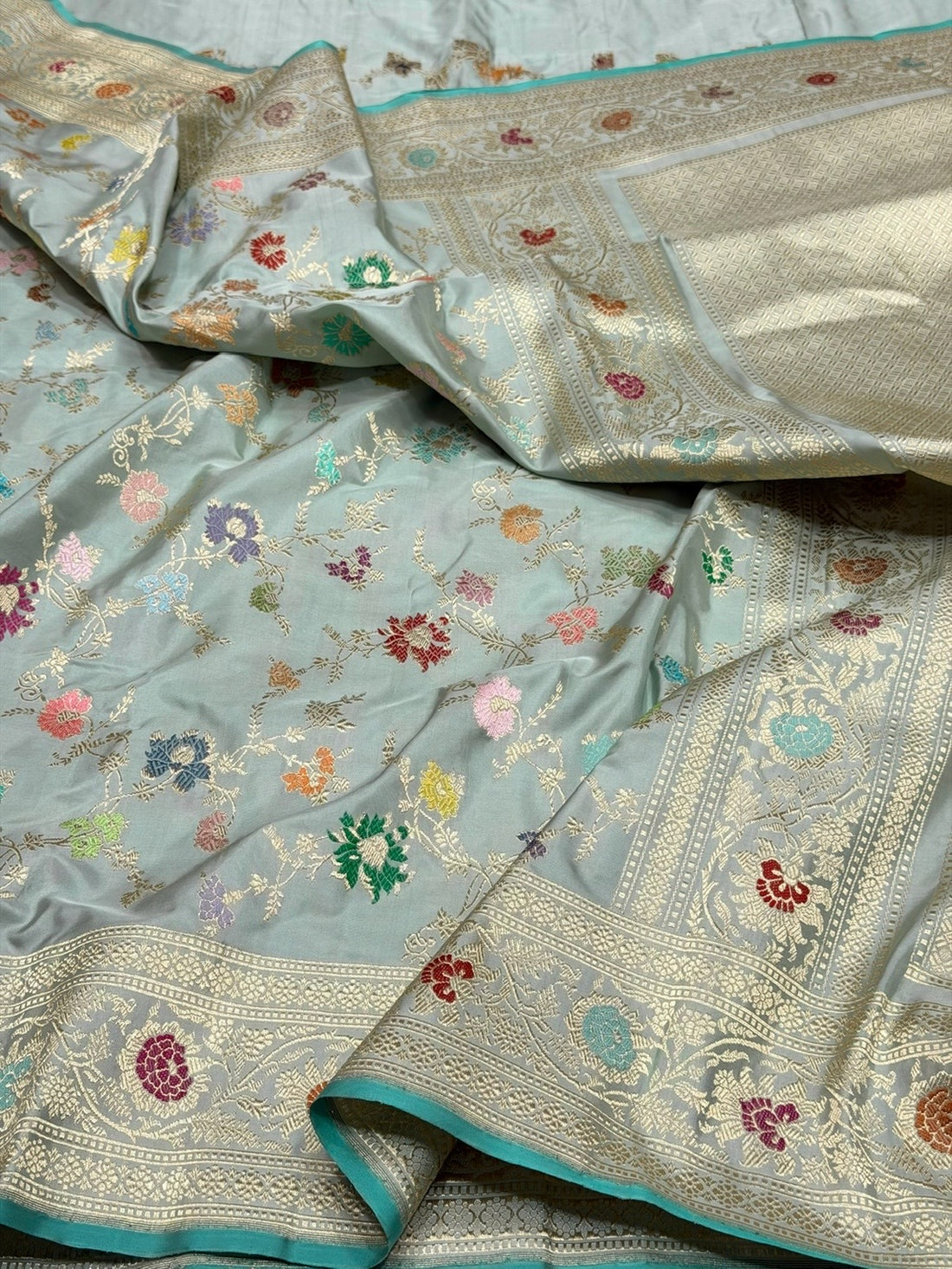 Sage Green Handwoven Pure Banarasi Silk Saree