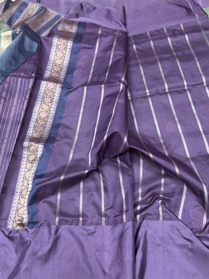 Soft Sea Green Handwoven Pure Banarasi Tissue Saree in Kadwa Weave | Pure Katan Tissue Silk