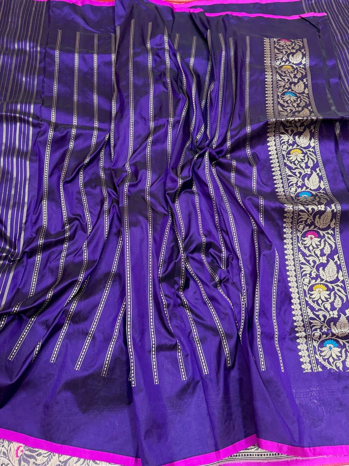 Purple Handwoven Pure Katan Silk Saree