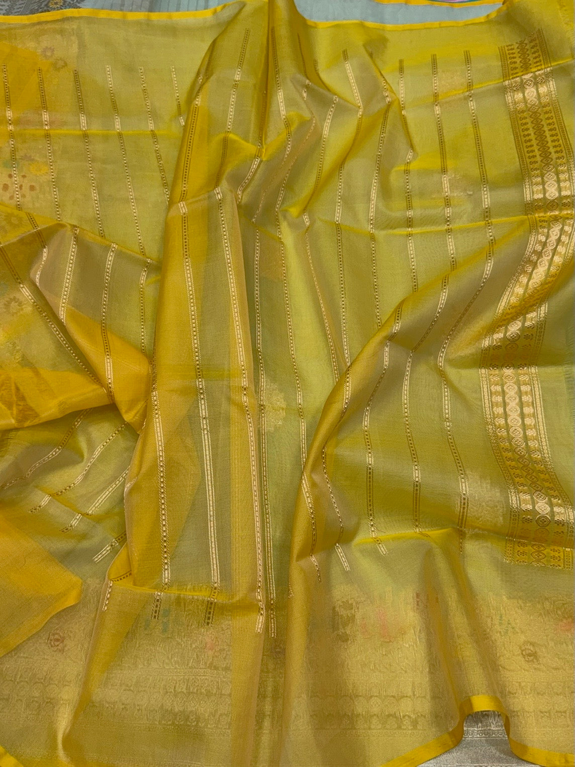 Ocean Blue Handwoven Banarasi Pure Organza Silk Saree