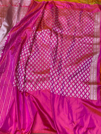 Mustard Yellow Handwoven Pure Banarasi Ektara Silk Saree