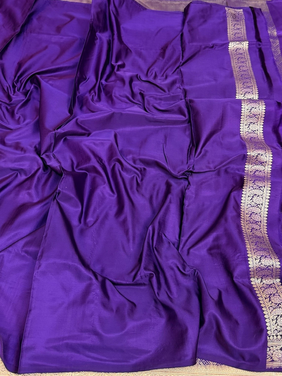 Purple Handwoven Pure Banarasi Silk Brocade Saree