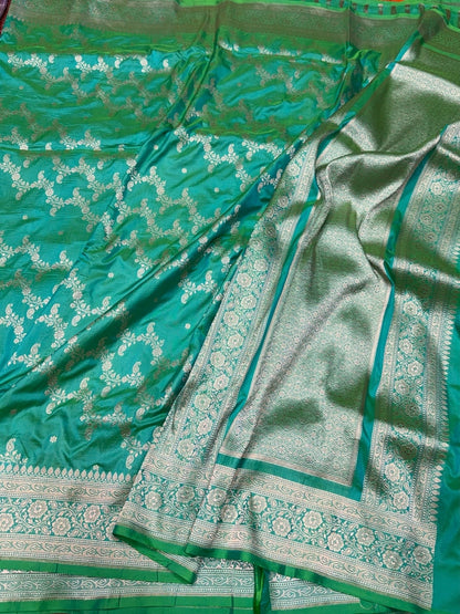 Sea Green Pure Katan Silk Saree