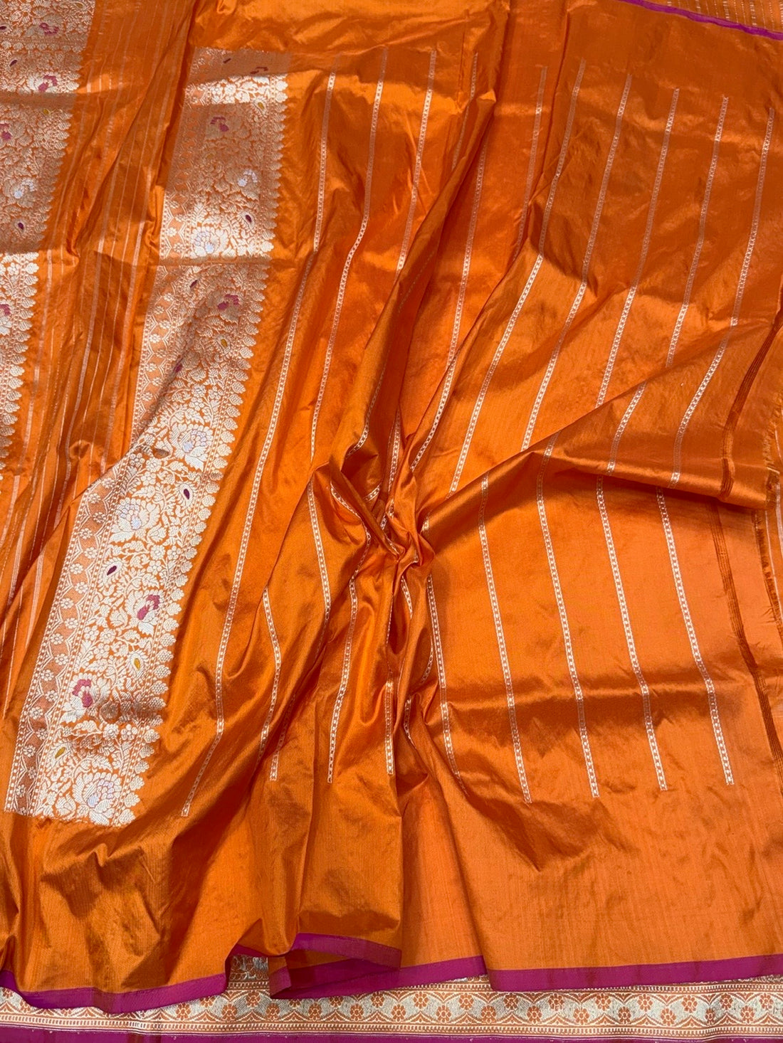 Orange Handwoven Pure Banarasi Silk Saree