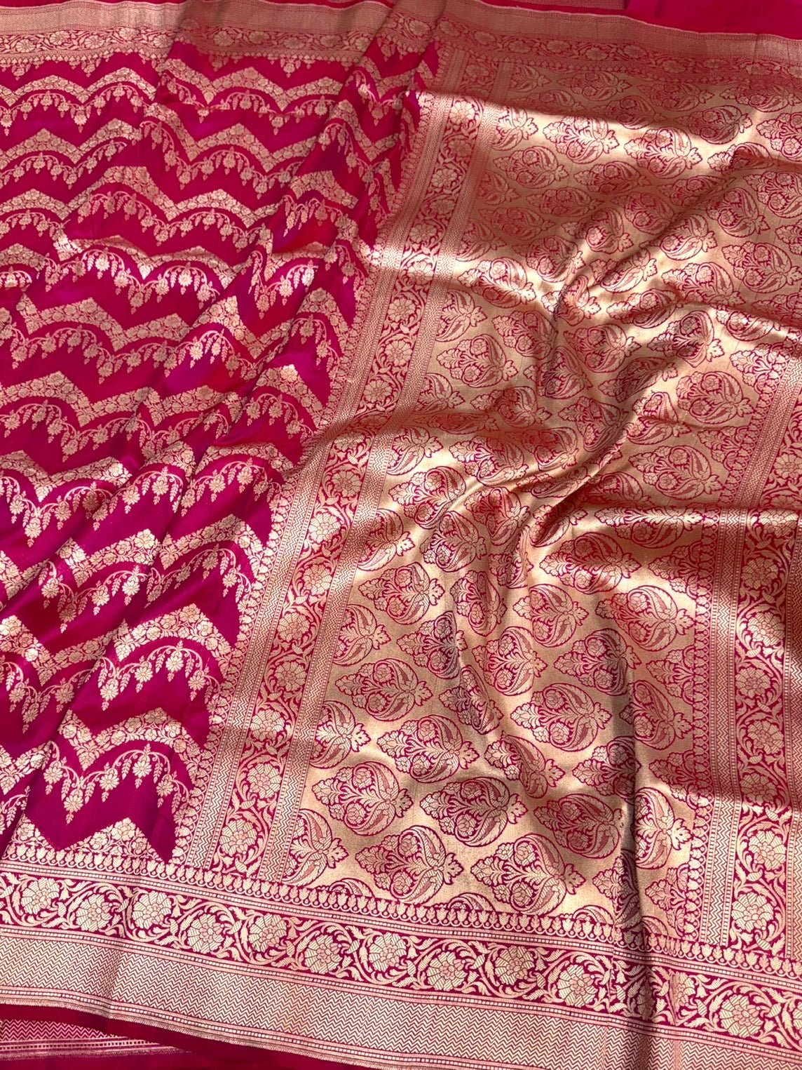 Rani Pink Banarasi Pure Katan Silk Saree