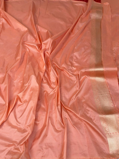 Peach Rangkaat Banarasi Pure Katan Silk Saree