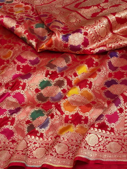 Red Rangkaat Banarasi Pure Katan Silk Saree