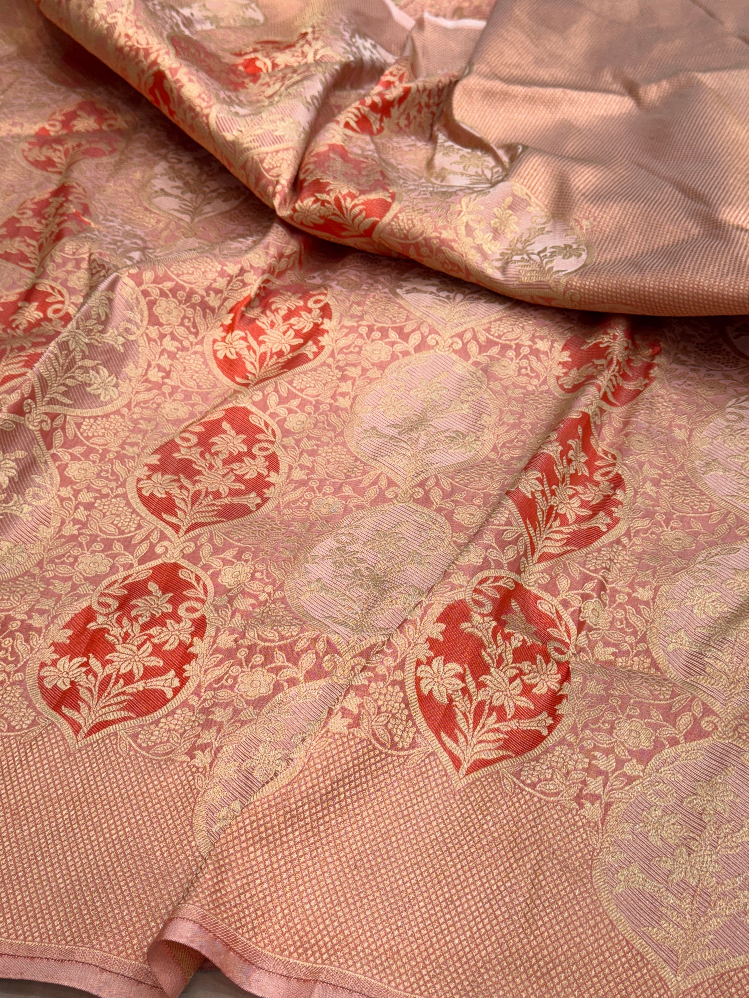 Banarasi Minakari Pure Silk Brocade Saree | 100% Pure Katan Silk Handwoven in Banaras