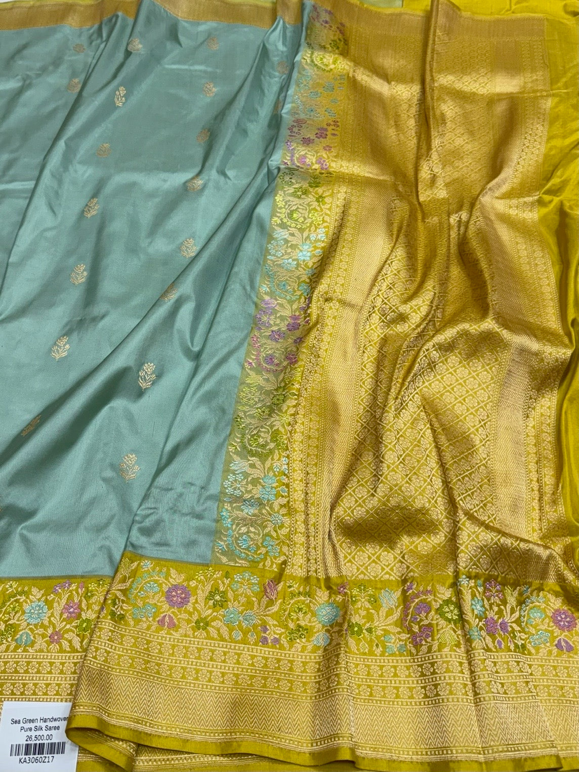Sea Green Handwoven Pure Banarasi Katan Silk Saree