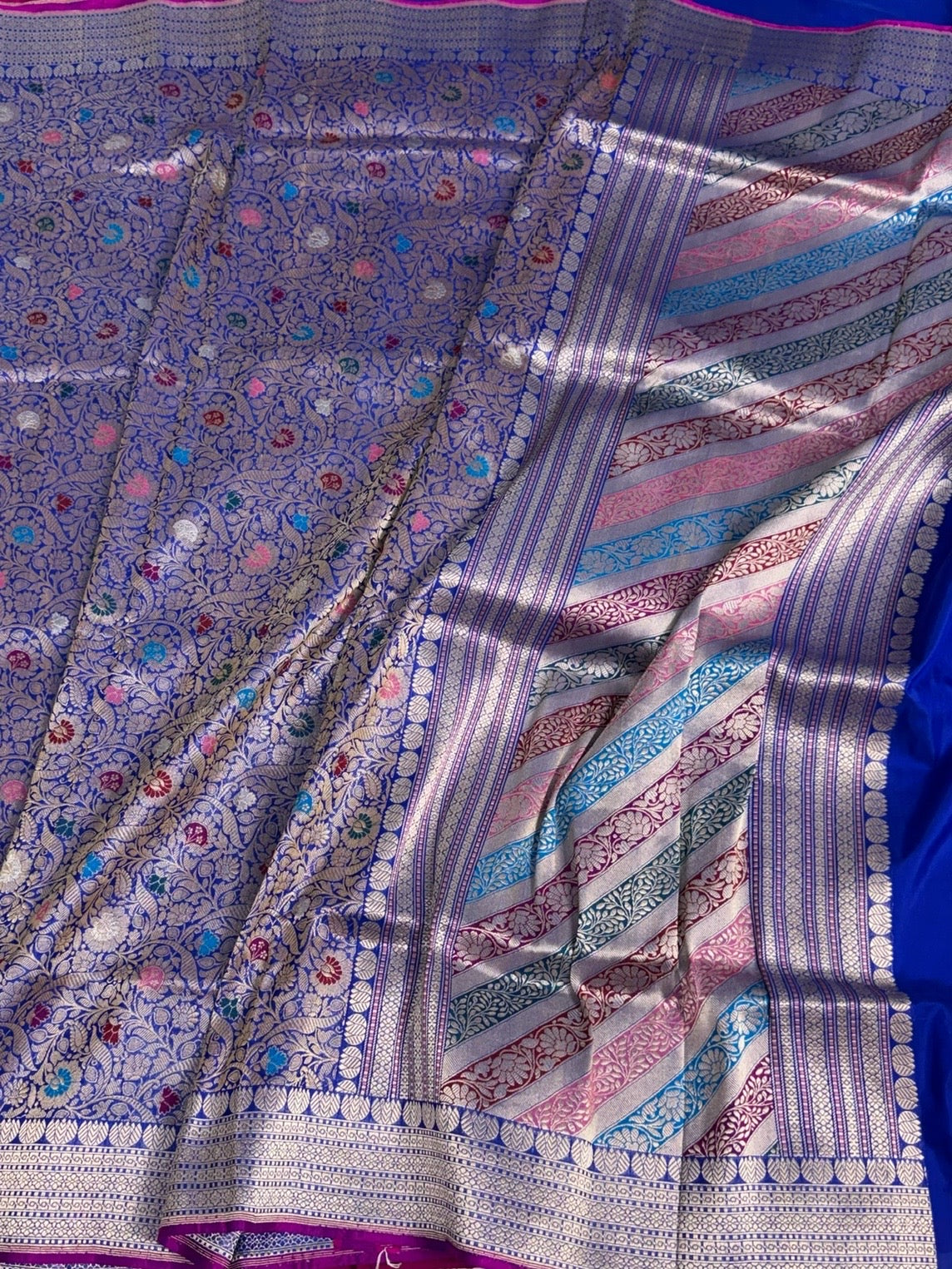 Royal Blue Handwoven Pure Banarasi Silk Brocade Saree