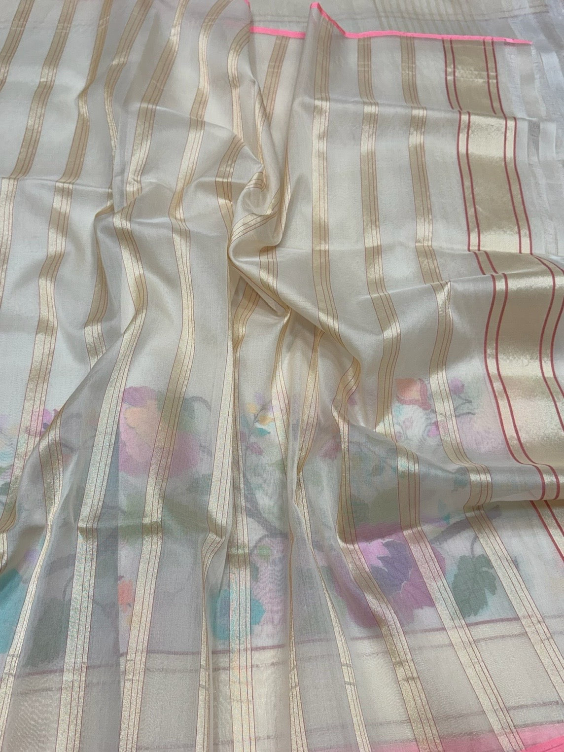 Ivory Handwoven Pure Organza Silk Saree
