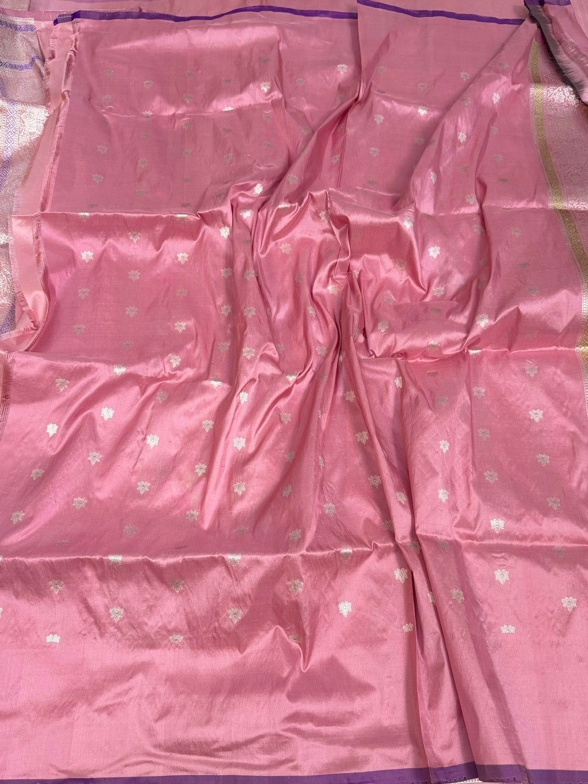 Powder Pink Handwoven Pure Banarasi Silk Saree