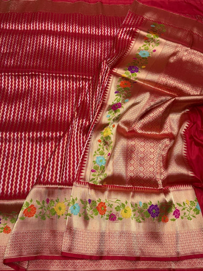 Red Handwoven Pure Banarasi Silk Saree